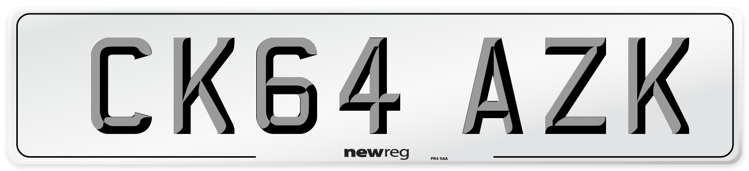 CK64 AZK Number Plate from New Reg